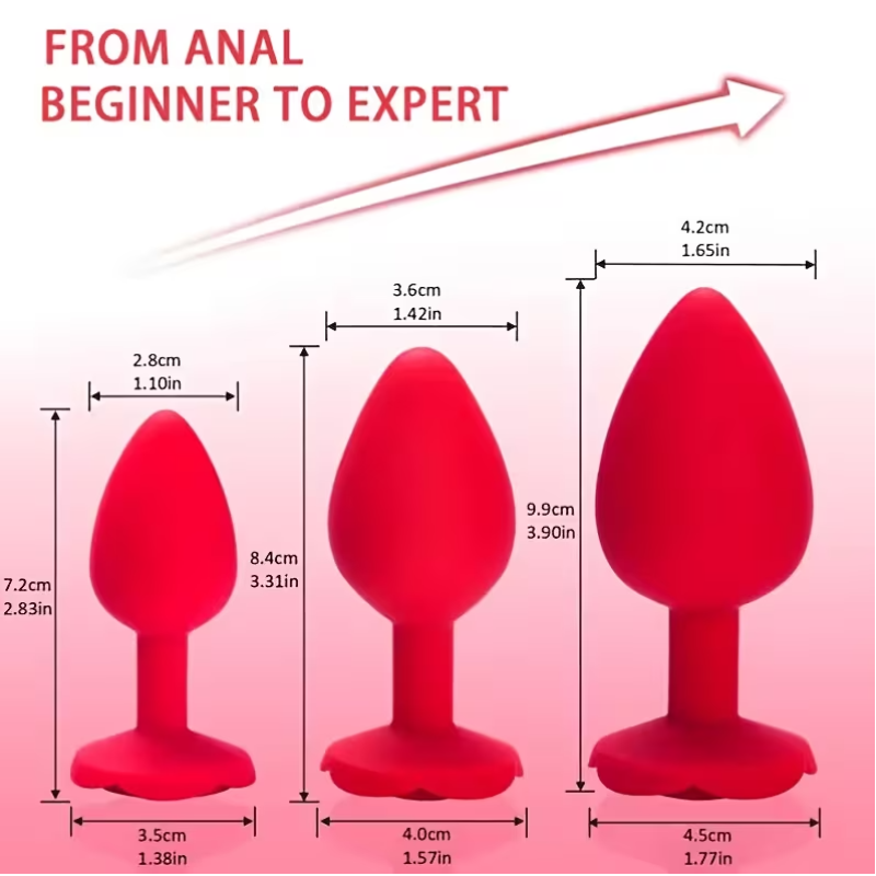 Rose Butt Plug Set Love Market Red Love Market Rose Butt Plug Set Love Market Red Non-Vibrating butt plugs