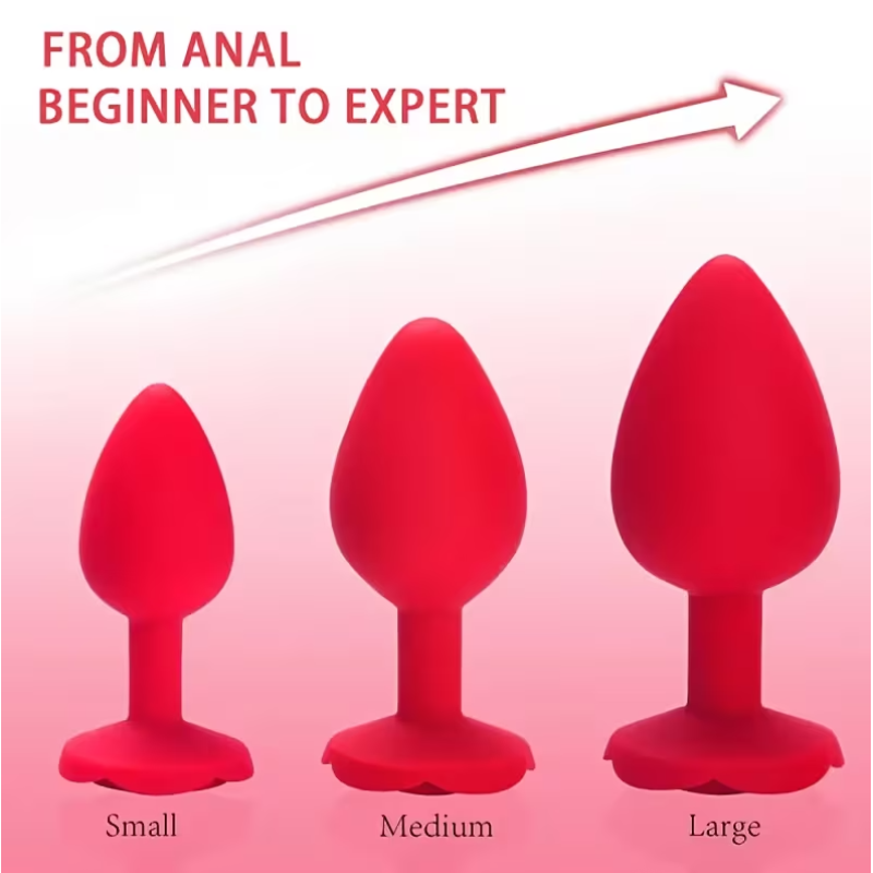 Rose Butt Plug Set Love Market Red Love Market Rose Butt Plug Set Love Market Red Non-Vibrating butt plugs