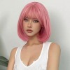 Love Market Straight Pink Bob with Bangs Wig Wigs