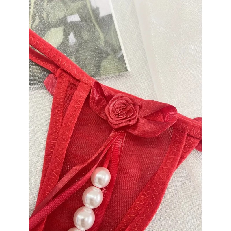 String with Pearl Chain Ella Red Love Market String with Pearl Chain Ella Red Strings