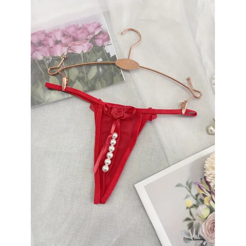 String with Pearl Chain Ella Red Love Market String with Pearl Chain Ella Red Strings