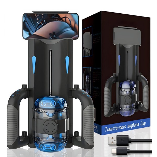 Thrusting Stroker with Mobile Support Game Love Market Transformers Airplane Cup Black