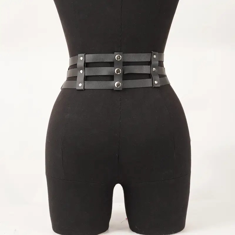 Love Market Ζώνη Μέσης με Τριπλές Αγκράφες Μαύρη Harnesses