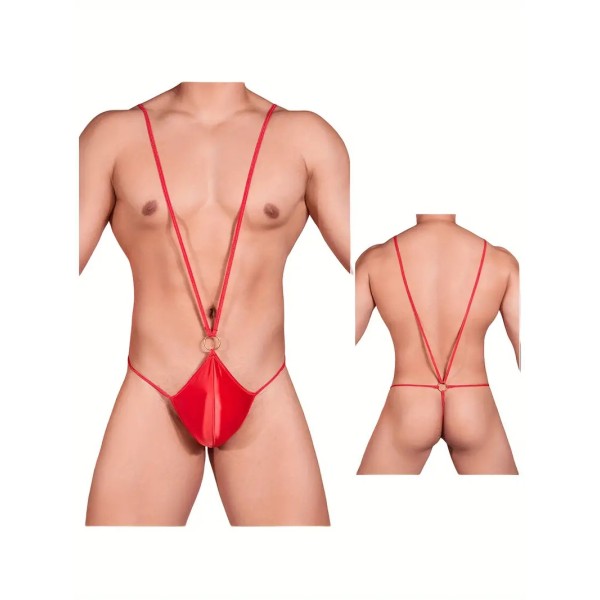 V-Slip Mankini με Κρίκο Κόκκινο