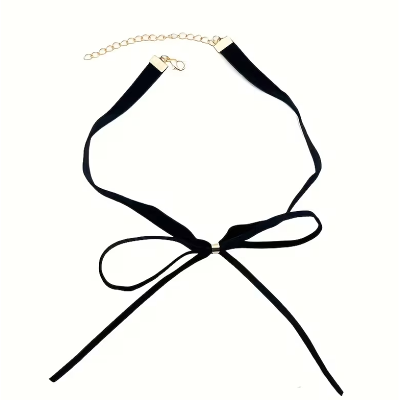 Love Market Βελούδινο Τσόκερ Φιόγκος Μαύρο Chokers & Στέκες