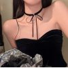 Love Market Βελούδινο Τσόκερ Φιόγκος Μαύρο Chokers & Στέκες