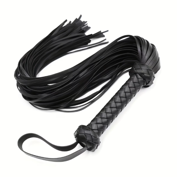 Long PU Leather Flogger Love Market Black