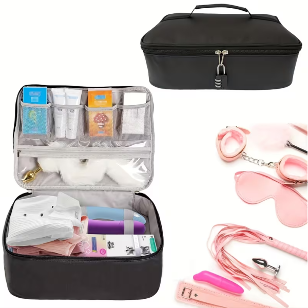 Large Lockable Storage Case with Combination Padlock Black