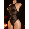 Love Market Mesh Κορμάκι με Harness Λεπτομέρειες Μαύρο Κορμάκια