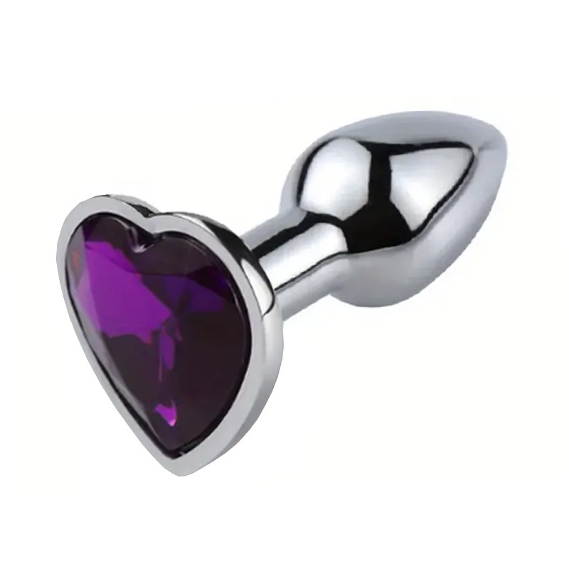 Love Market Butt Plug With Heart Jewel XXSmall Purple Non-Vibrating butt plugs