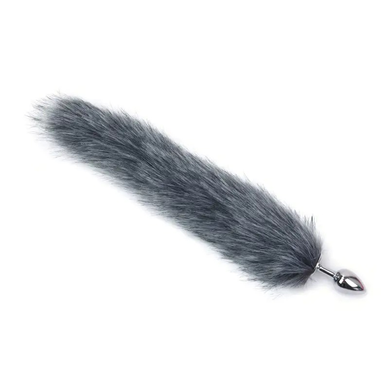 Love Market Butt Plug Fox Tail Love Market Gray Non-Vibrating butt plugs