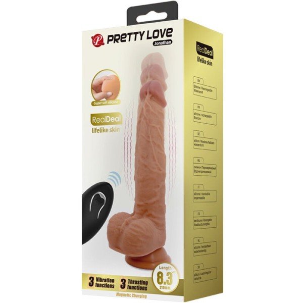 Realistic Thrusting Vibrator With Suction Cup Pretty Love Jonathan 21cm Nude