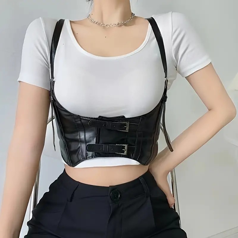 Love Market Ρυθμιζόμενος Κορσές Δερματίνης Μαύρος Harnesses