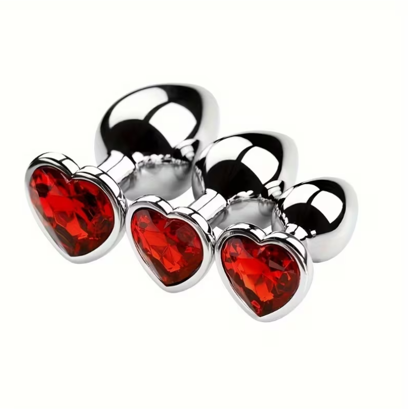Butt Plug With Heart Jewel Love Market Red
