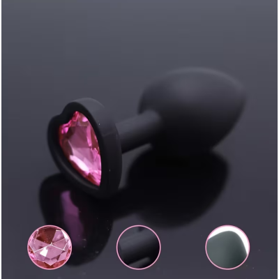 Πρωκτική Σφήνα Σιλικόνης Με Κόσμημα Καρδιά Small Ροζ