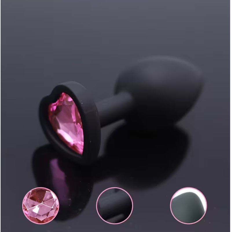 Πρωκτική Σφήνα Σιλικόνης Με Κόσμημα Καρδιά Small Ροζ