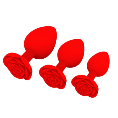 Rose Butt Plug Set Love Market Red