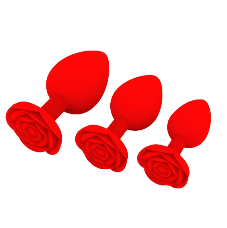 Rose Butt Plug Set Love Market Red