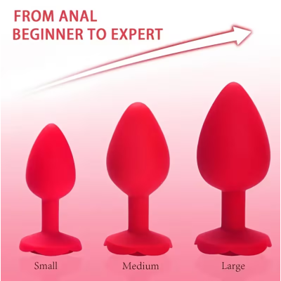 Rose Butt Plug Set Love Market Red