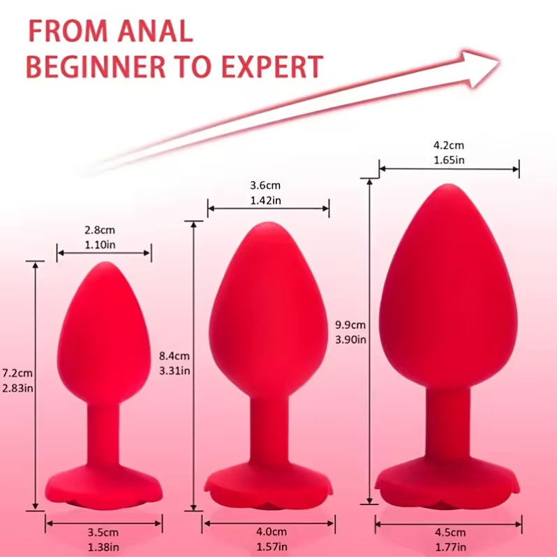 Rose Butt Plug Set Love Market Red
