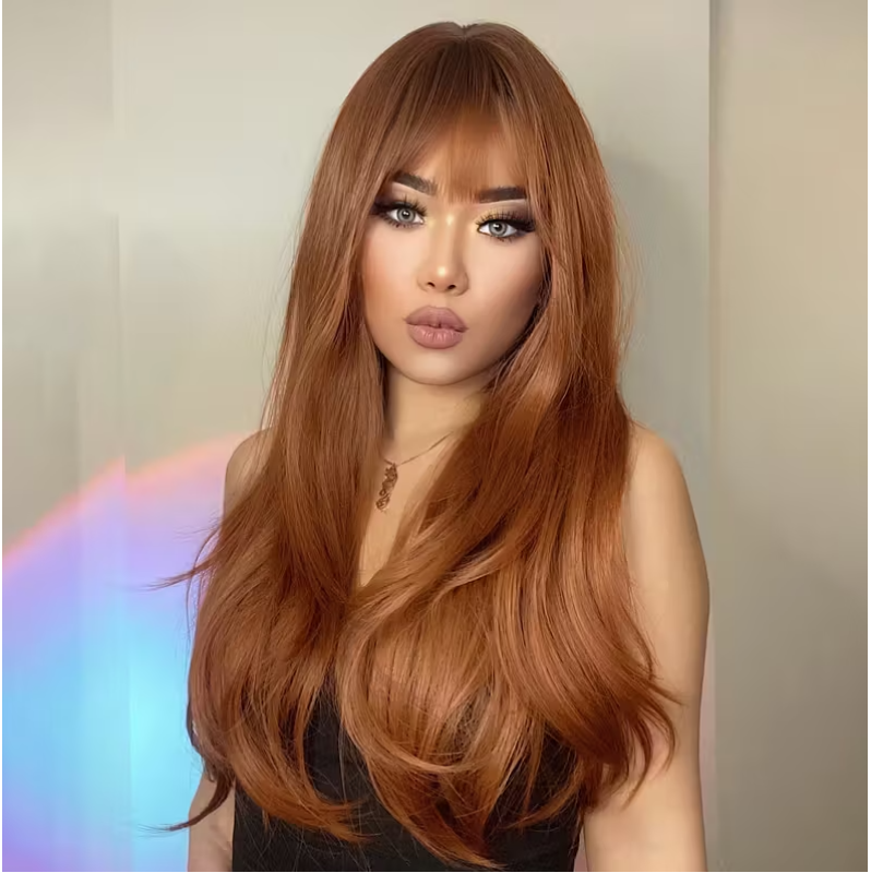 Long Wig with Bangs Copper