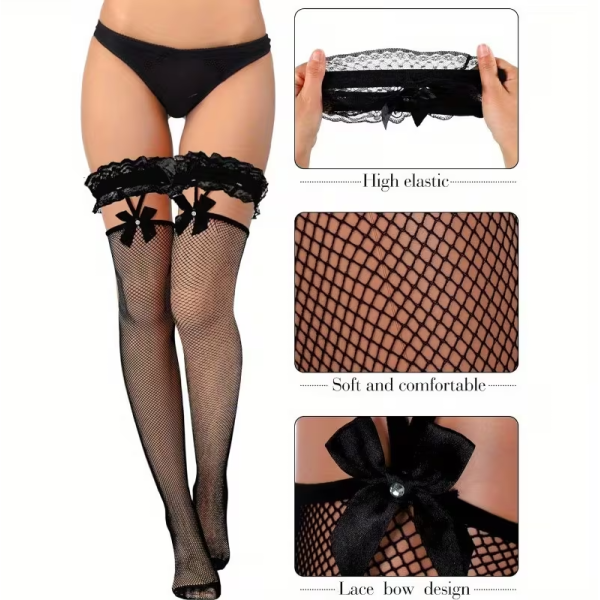 Σετ Διχτυωτές Κάλτσες Love Market Diamante 3τμχ 