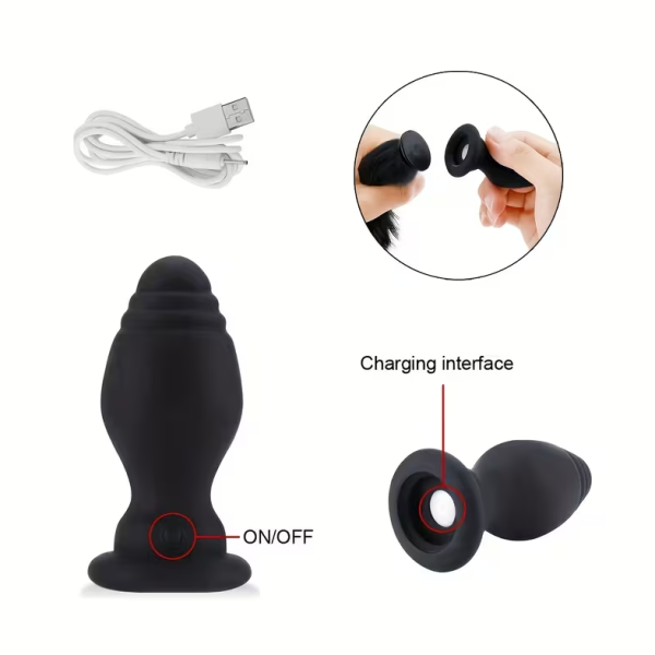 Πρωκτική Σφήνα με Δόνηση & Ουρά Μαύρη Πρωκτική Σφήνα με Δόνηση & Ουρά Μαύρη