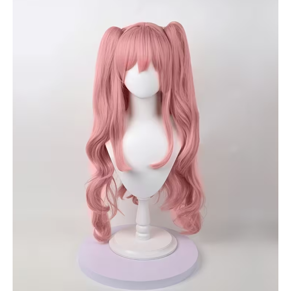 Ροζ Μακριά Περούκα με Αφέλειες Anime