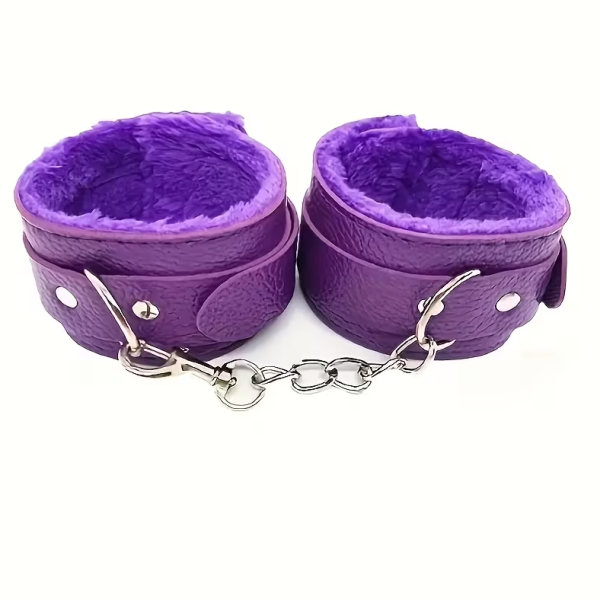 Δερμάτινες Χειροπέδες Fur Lined Μοβ Δερμάτινες Χειροπέδες Fur Lined Μοβ