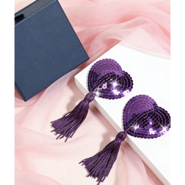 Καλύμματα Θηλών Καρδιές με Κουτί Αποθήκευσης Μοβ