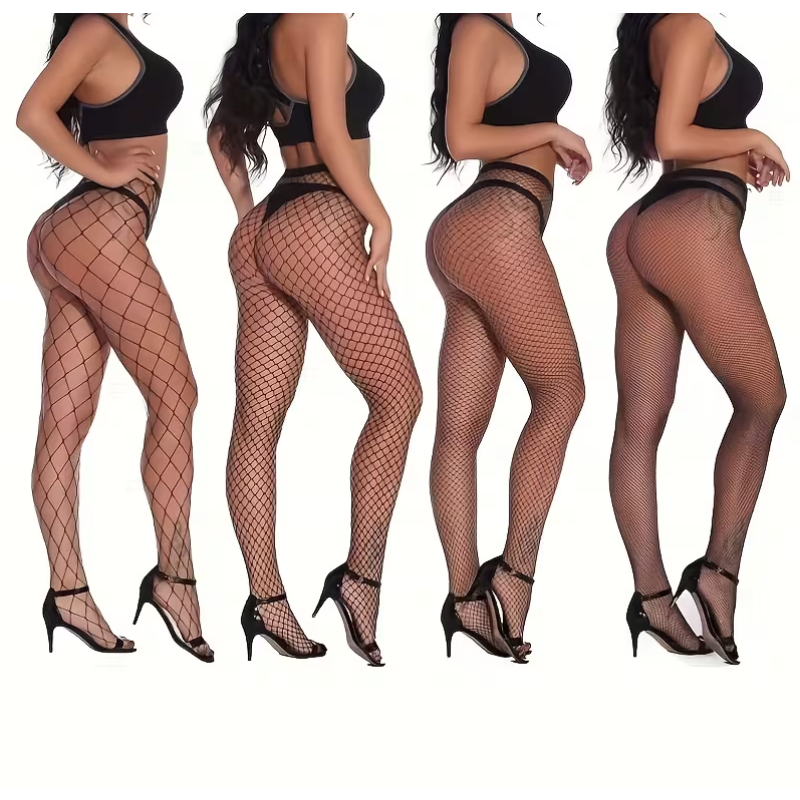 Love Market Fishnet Tights Love Market 4pcs Black Pantyhoses