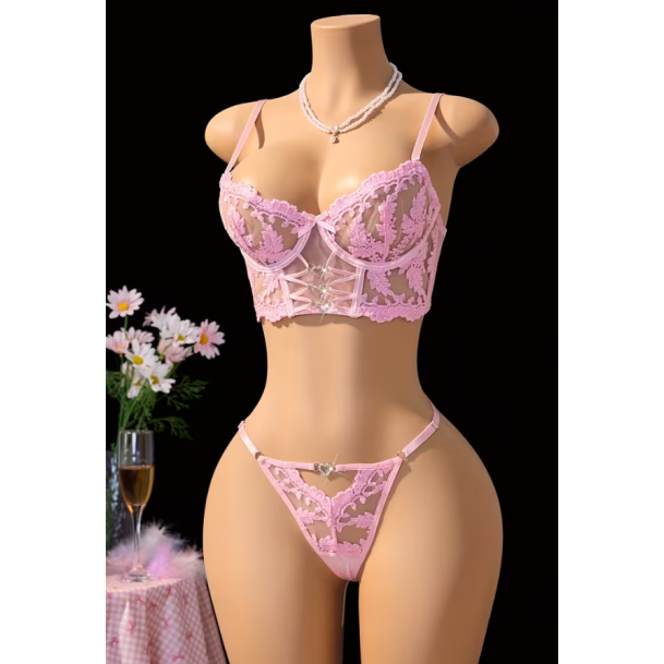 Love Market Σετ Εσωρούχων Love Market Valentina Ροζ Σετ Εσωρούχων