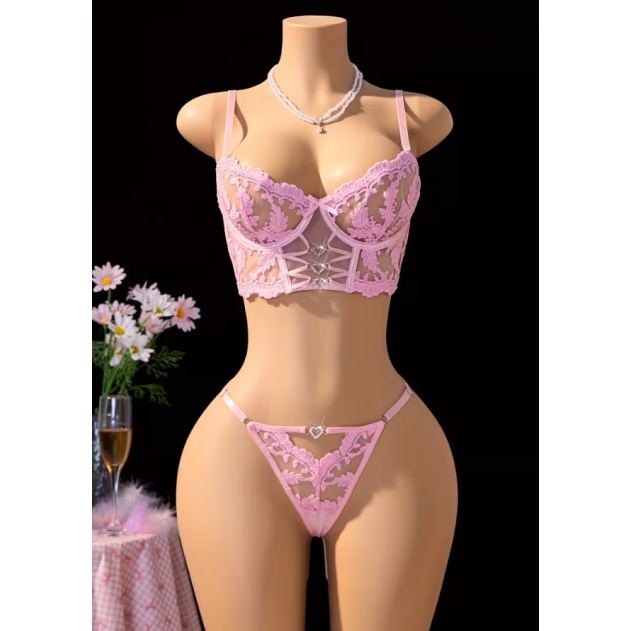 Love Market Σετ Εσωρούχων Love Market Valentina Ροζ Σετ Εσωρούχων