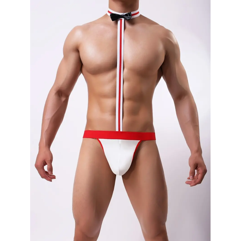 Love Market Sexy Waiter Bodysuit Costume Red Bodies