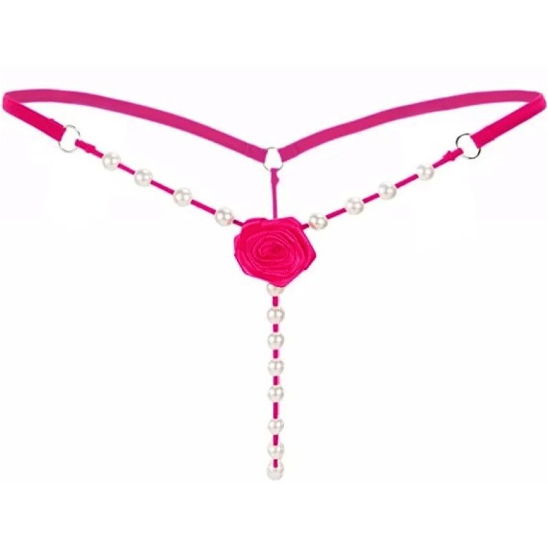 Love Market Στρινγκ Rose με Πέρλες Φούξια Strings