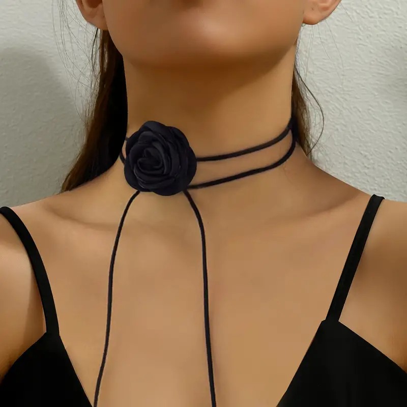 Love Market Τσόκερ με Τριαντάφυλλο Μαύρο Chokers & Στέκες