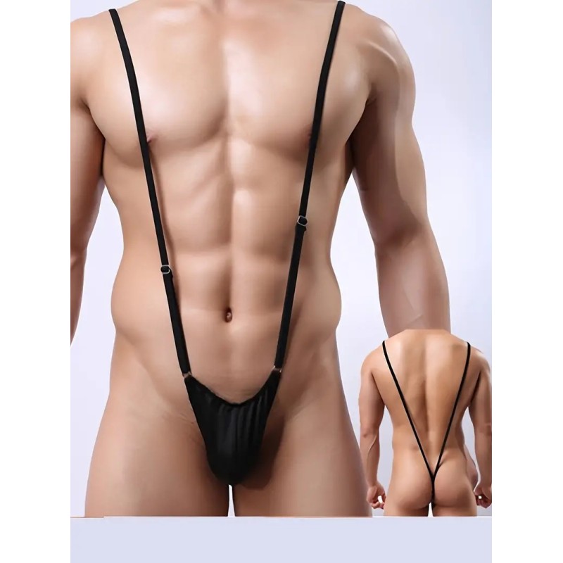 Love Market V-Slip Mankini Μαύρo Ολόσωμα
