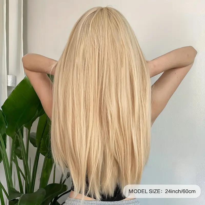 Love Market Long Straight Wig with Bangs Blonde Wigs