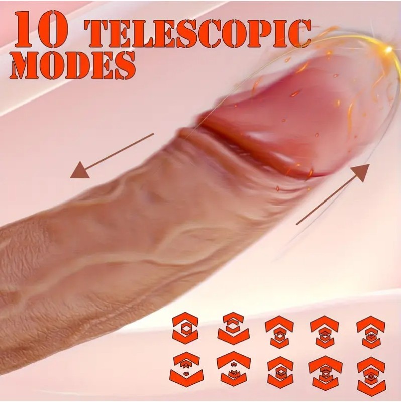 Realistic Heated Thrusting Vibrator With Suction Cup 22cm Nude
