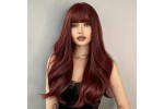 Long Wavy Wig with Bangs Red 