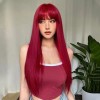 Long Wig with Bangs Red 