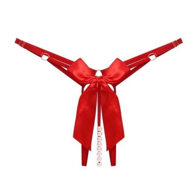 Crochless String with Pearl Chain Iris Red Crochless String with Pearl Chain Iris Red