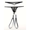 Mens Lace Garter Thong with Chain Black