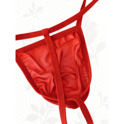 Mens Thong Sheer Red Mens Thong Sheer Red