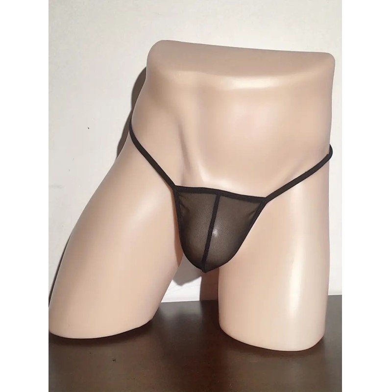 Mens Thong Sheer Black