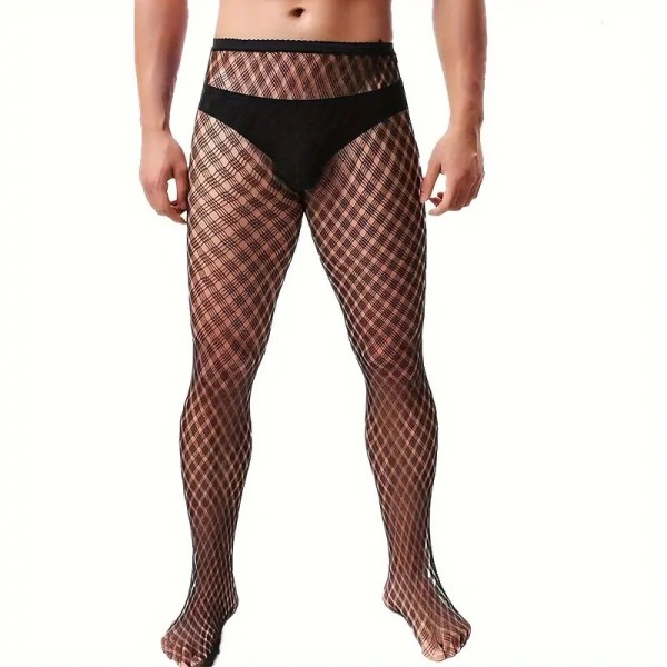 Mens Fishnet Pantyhose Biscuit Black