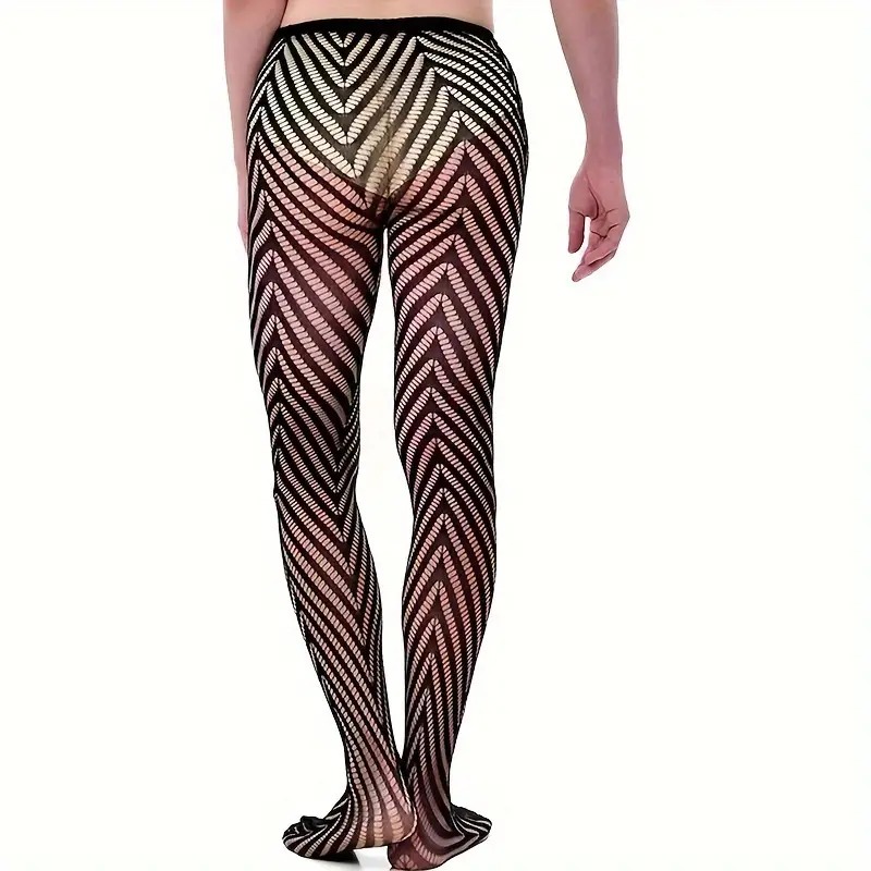 Mens Fishnet Pantyhose Zebra Black