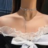 Sparkling Rhinestone Bow Choker Silver