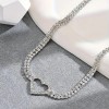 Sparkling Rhinestone Heart Choker Silver