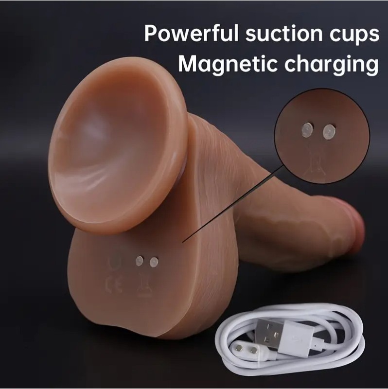 Realistic Heated Thrusting Vibrator With Suction Cup&App Control 22cm Nude